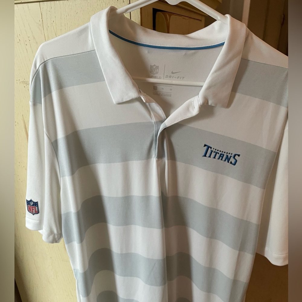 Nike Dri- fit Titans Gray and White Polo Shirt